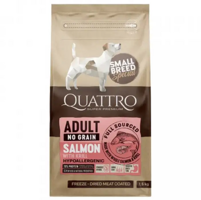 Quattro Adult Salmon Small Breed 1,5кг сухий корм з лососем для дорослих собак дрібних порід 4770107253772 фото