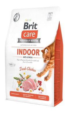 Сухий корм Brit Care Cat GF Indoor Anti-stress для котів, які постійно живуть у приміщенні, курка, 2кг 171302/0853 фото