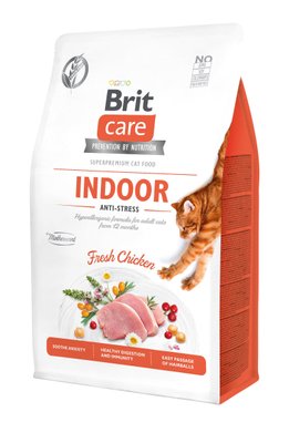 Сухий корм Brit Care Cat GF Indoor Anti-stress для котів, які постійно живуть у приміщенні, курка, 400г 171303/0860 фото