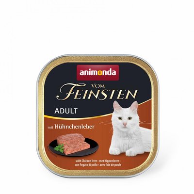 Корм Vom Feinsten Adult with Chicken liver консервований для котів з курячою печінкою 100г AM-83304 фото