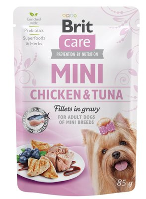 Вологий корм Brit Care Mini для собак, з філе курки та тунця в соусі, 85г 100217/4425/100912 фото