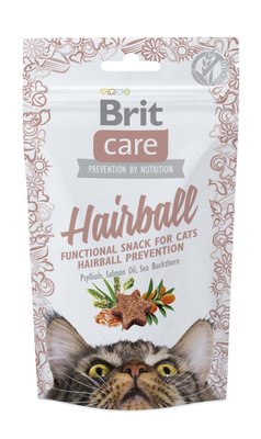 Функціональні ласощі Brit Care Hairball з качкою для котів, 50г 111265/1395 фото