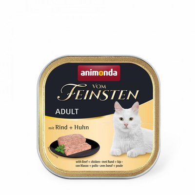 Корм Vom Feinsten Adult with Beef + Chicken консервований для котів з яловичиною і куркою 100г AM-83208 фото