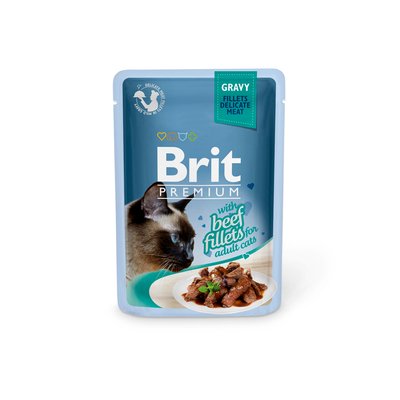Корм Brit Premium консервований для котів з філе яловичини в соусі 85г 111253/555 фото