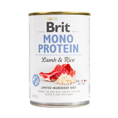 Вологий корм Brit Mono Protein Lamb & Rice для собак, з ягнятиною та рисом, 400 г 100833/100053/9728 фото