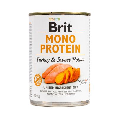Вологий корм Brit Mono Protein Turkey & Sweet Potato для собак, з індичкою і бататом, 400 г 100837/100056/9759 фото