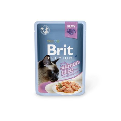 Корм Brit Premium консервований для стерилізованих котів з філе лосося в соусі 85г 111254/562 фото