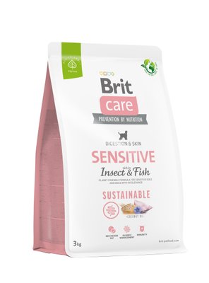 Сухий корм Brit Care Dog Sustainable Sensitive для собак з чутливим травленням, з рибою та комахами, 3кг 172188 фото