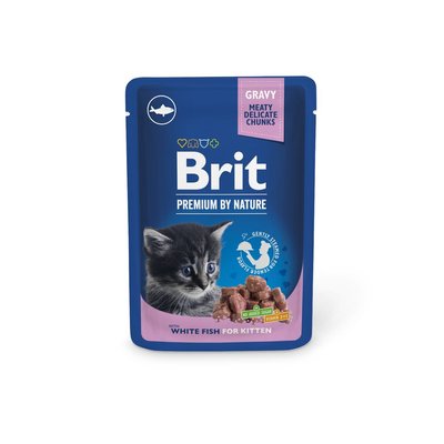 Корм вологий Brit Premium Cat pouch для кошенят, біла риба, 100г 111835 фото