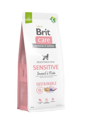 Сухий корм Brit Care Dog Sustainable Sensitive для собак з чутливим травленням, з рибою та комахами, 12кг 172189 фото