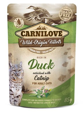 Корм вологий Carnilove cat pouch для котів, з качкою і котячою м'ятою, 85 г 100385 фото