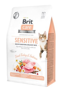 Сухий корм Brit Care Cat GF Sensitive HDigestion & Delicate Taste для котів з чутливим травленням, індичка та лосось, 400г 171283/0716 фото
