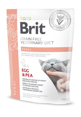 Сухий корм Brit GF VetDiet Cat Renal для котів, при захворюваннях нирок, з яйцем та горохом, 400 г 170958/528332 фото