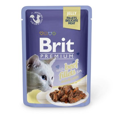 Корм Brit Premium консервований для котів з філе яловичини в желе 85г 111241/470 фото