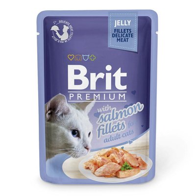 Корм Brit Premium консервований для котів з філе лосося в желе 85г 111242/487 фото