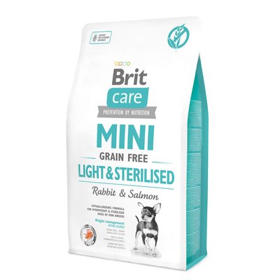 Сухий корм Brit Care GF Mini Light & Sterilised для дорослих собак дрібних порід із зайвою вагою або стерилізованих, з кроликом та лососем, 2кг 170785/1067 фото
