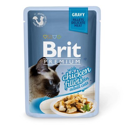 Корм Brit Premium консервований для котів з філе курки в соусі 85г 111250/524 фото