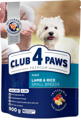 Club 4 Paws Premium Small Breeds 900г сухий корм для дрібних порід зі смаком ягня і рису 4820083909597 фото