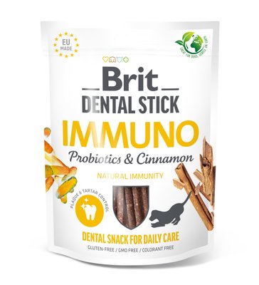 Ласощі для собак Brit Dental Stick Immuno для міцного імунітету, пробіотики та кориця, 7 шт, 251 г 112104 фото