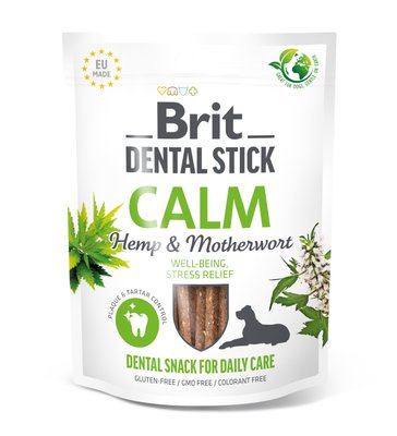 Ласощі для собак Brit Dental Stick Calm заспокійливі, коноплі та пустирник, 7 шт, 251 г 112105 фото
