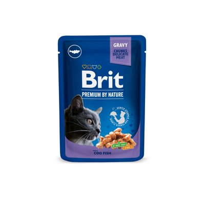 Корм Brit Premium консервований для котів з тріскою 100г 100272/506002 фото