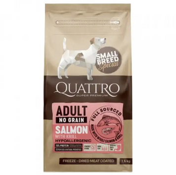 Сухий корм Quattro Adult Salmon Small Breed 1.5 кг, з лососем для дорослих собак дрібних порід 4770107253772 фото