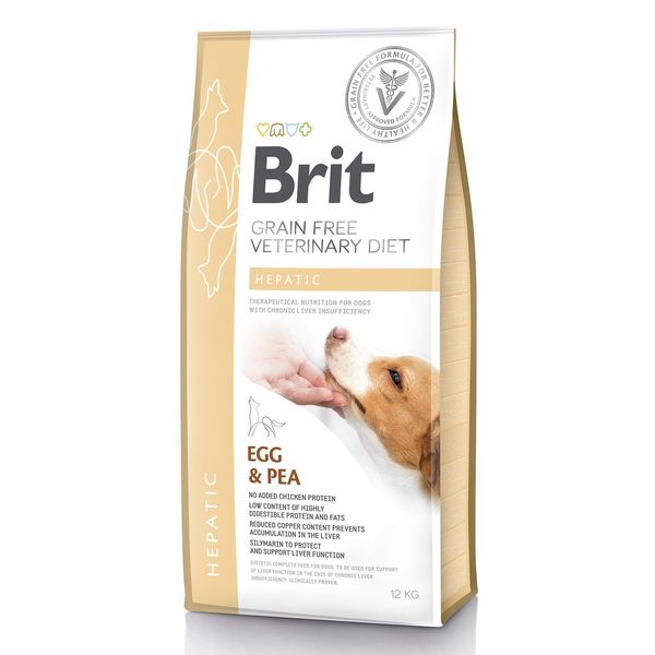 Сухий корм Brit GF VetDiet Dog Hepatic для собак, при хворобі печінки, з яйцем, горохом, бататом та гречкою, 12 кг 170946/528158 фото
