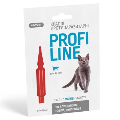 Краплі Provet Profiline для котів до 4 кг, 1 піпетка 0,5 мл (інсектоакарицид) PR243113 фото