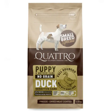 Сухий корм Quattro Puppy&Mother Duck Small Breed 7 кг, з качкою для цуценят, вагітних та лактуючих самок дрібних порід 4770107253949 фото