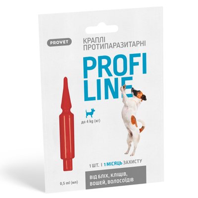 Краплі Provet Profiline для собак до 4 кг, 1 піпетка 0,5 мл (інсектоакарицид) PR243109 фото