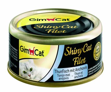 Вологий корм GimCat Shiny Cat Filet для котів, тунець та анчоус, 70 г G-412924 / 413761 фото