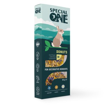 Пончики Speciаl One «Волошка, календула, ромашка» для декоративних гризунів, 50 г PR242519 фото