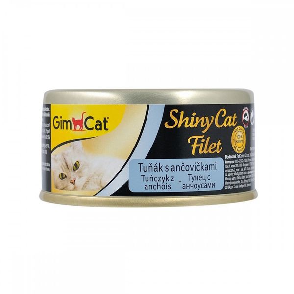 Вологий корм GimCat Shiny Cat Filet для котів, тунець та анчоус, 70 г G-412924 / 413761 фото