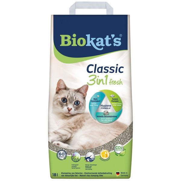 Наповнювач Biokats Classic Fresh 3in1 для котячого туалету, бентонітовий, 18 л G-613796 фото