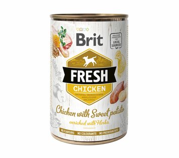 Консервований корм Brit Fresh Chicken/Sweet Potato для собак, з куркою та бататом, 400 г 100159/3893 фото