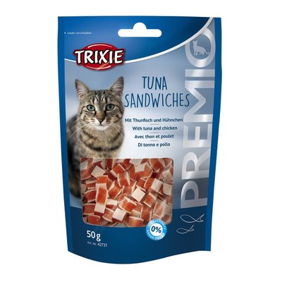 Ласощі Trixie Premio Tuna Sandwiches для котів кубики з тунцем і куркою 50 г 42731 фото