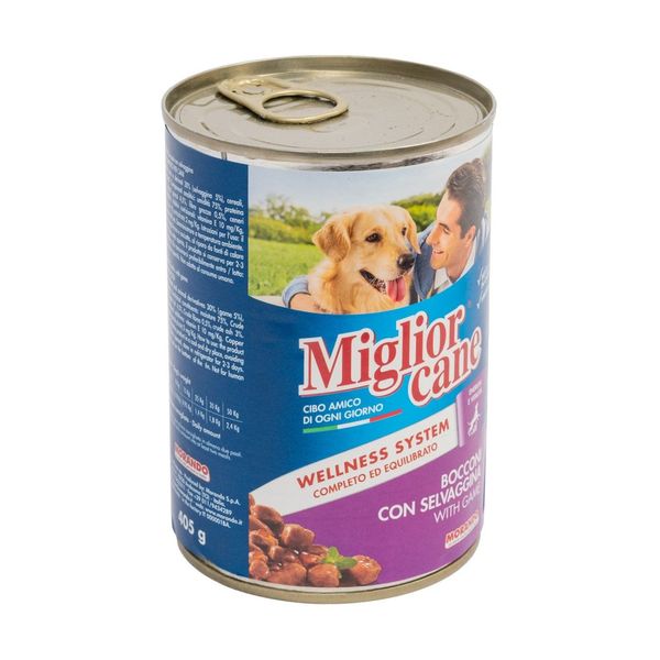 Вологий корм Migliorcane для собак, зі шматочками дичини, 405 г 01125 фото