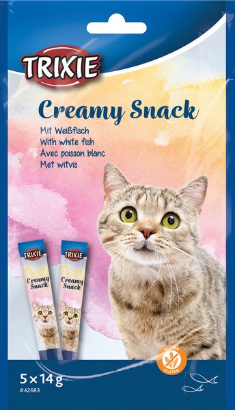 Ласощі Trixie Creamy Snacks для котів з білою риби 5 шт х 14 г 42683 фото
