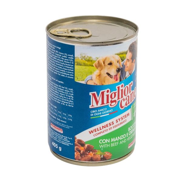 Вологий корм Migliorcane для собак, зі шматочками яловичини та овочами, 405 г 01121 фото