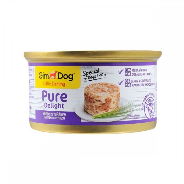 Вологий корм GimDog LD Pure Delight для собак мініатюрних порід, з куркою та тунцем, 85 г G-513164 /027 фото