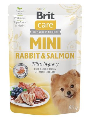 Вологий корм Brit Care Mini для собак, з філе кролика та лосося в соусі, 85г 100913/100218/4432 фото