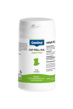 Вітаміни Canina Cat-Fell O.K. для котів з проблемами шерсті, біотин з мікроелементами, 50 г (100 табл) 201525 AD фото