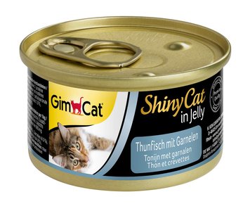 Вологий корм GimCat Shiny Cat для котів, тунець та креветки, 70 г G-413099 /413297 фото
