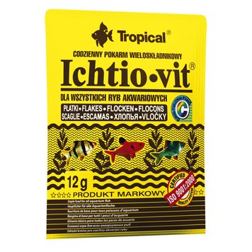 Сухий корм Tropical Ichtio-Vit для всіх акваріумних риб, 12 г (пластівці) 74401 фото