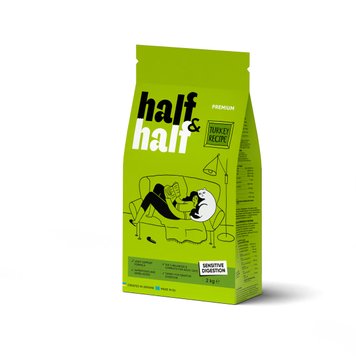 Сухий корм Half&Half для котів із чутливим травленням, з індичкою, 2 кг 20826 фото