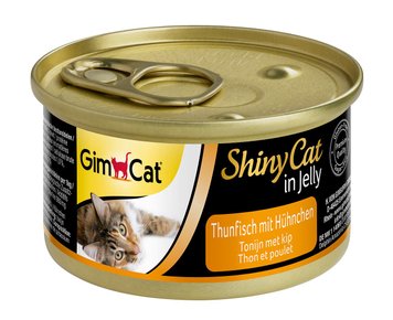 Вологий корм GimCat Shiny Cat для котів, тунець та курка, 70 г G-413105 /413303 фото