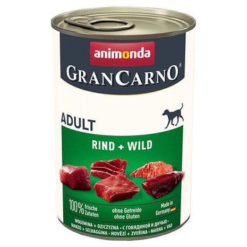 Вологий корм Animonda GranCarno для дорослих собак, з яловичиною та дичиною, 400 г AM-82736 фото