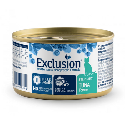 Вологий корм Exclusion Sterilized Tuna 85 г, для стерилізованих котів з тунцем 8011259004062 фото