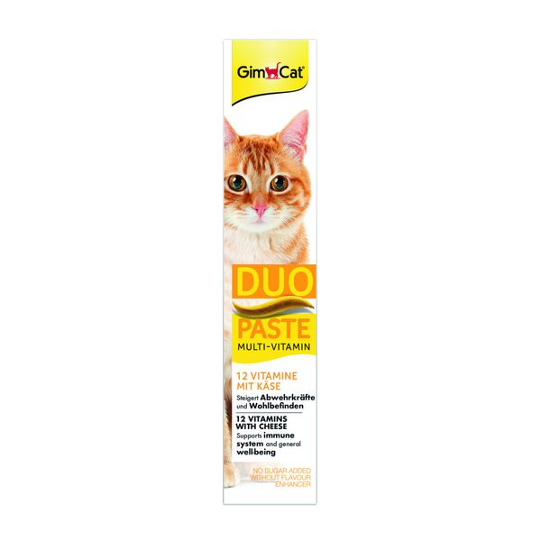 Паста для котів GimCat DUO PASTE Multi-vitamin 12 vitamins with cheese 12 вітамінів та сир, 50 г G-421841 фото