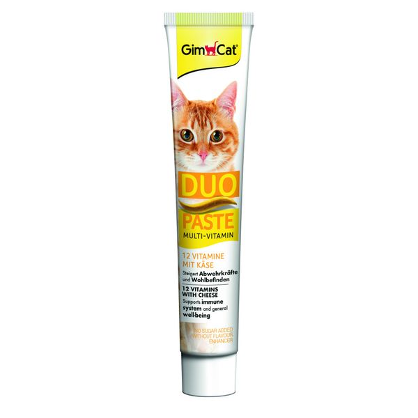 Паста для котів GimCat DUO PASTE Multi-vitamin 12 vitamins with cheese 12 вітамінів та сир, 50 г G-421841 фото